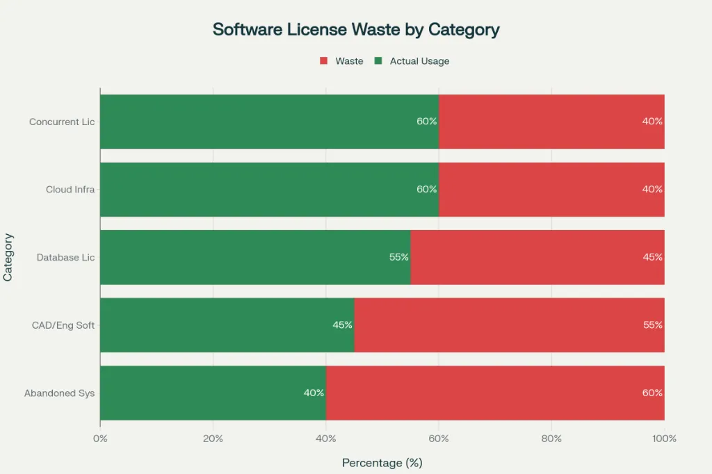 Software License Waste by Category